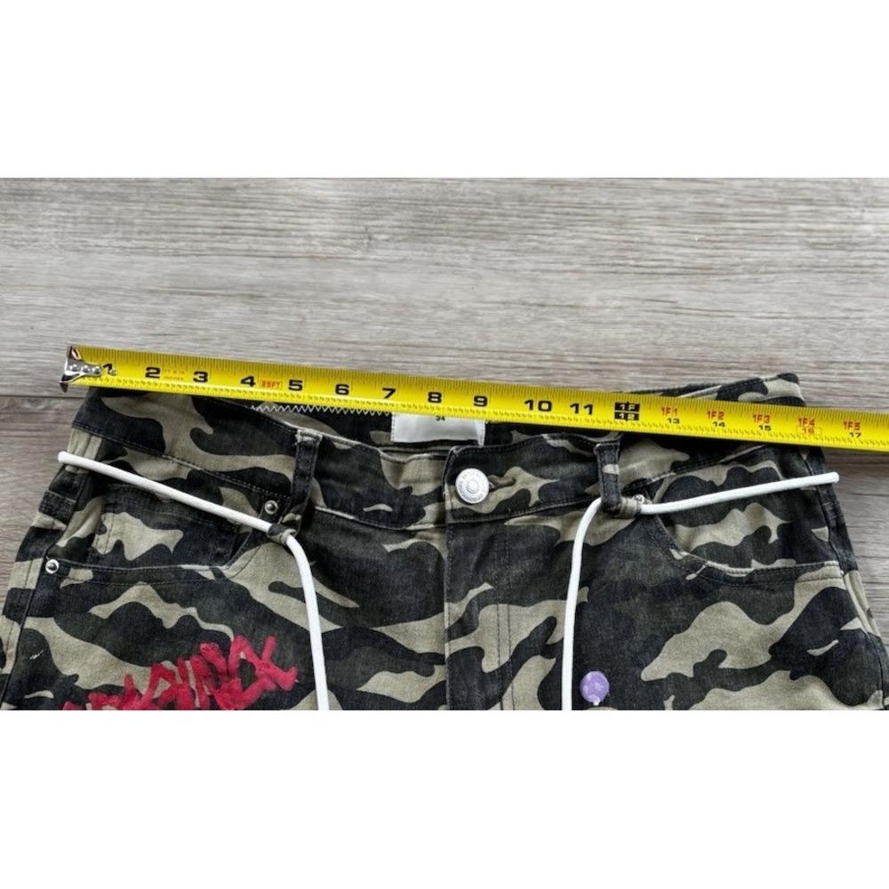 Lifted Anchors Custom Graphic Camo Cargo Men's Pants Size 34 Streetwear LA - Picture 8 of 15
